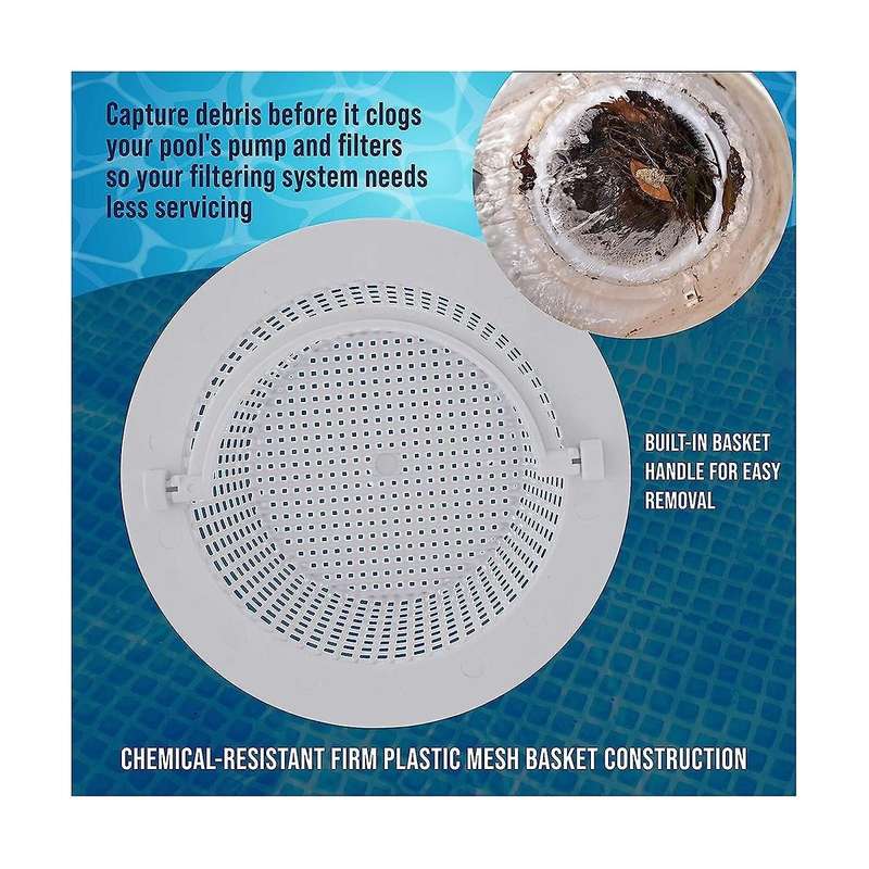 Swimming Pool Skimmer Replacement Basket with Handle, 2 Pack - Above Ground Pool Thru-wall Skimmer