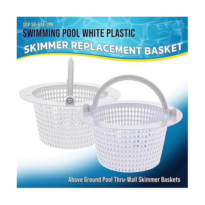 Swimming Pool Skimmer Replacement Basket with Handle, 2 Pack - Above Ground Pool Thru-wall Skimmer