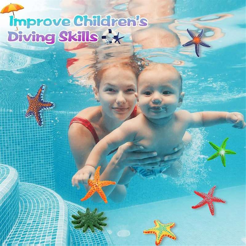 Swimming Underwater Pool Toys for Ages 4-8, 8-12, Summer Beach Colorful Starfish Toys, Dive Throw To