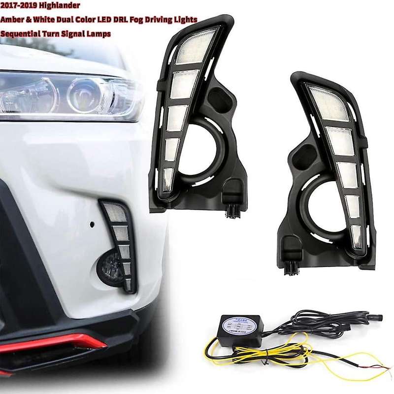 Switchback Dual Color LED DRL Fog Driving Lights with Sequential Turn Signal Lamps Kit for 2017-2019