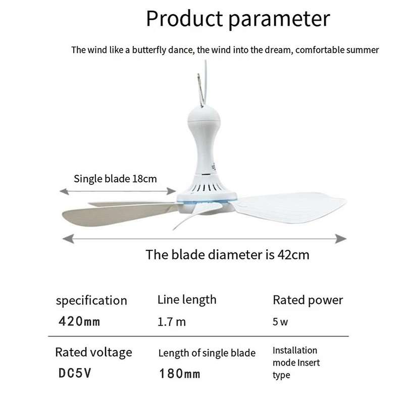 Switch USB Extension Cable 1 Meter Camping Fan, Portable Mini Ceiling Fan, USB Tent Fan for Outdoor