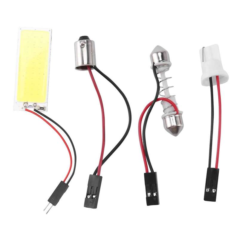 T10 501 W5W BA9S Festoon Dome Interior 36 LED COB Adapter Panel Light Bulb DC12V Pure White