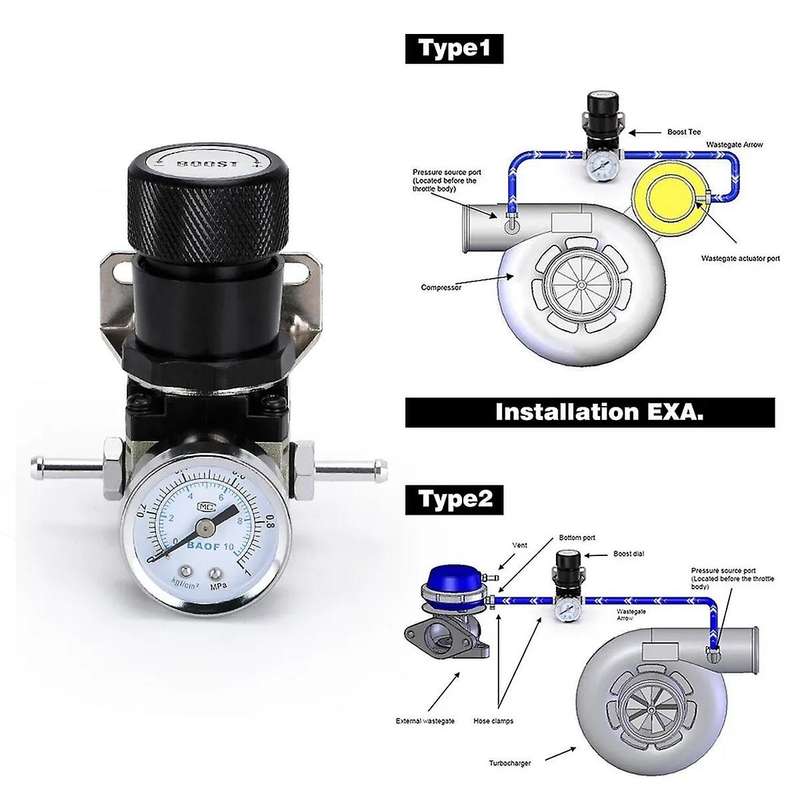 T2 Universal Manual Gauge Turbo Boost Controller 1-150 PSI SR20DET Black