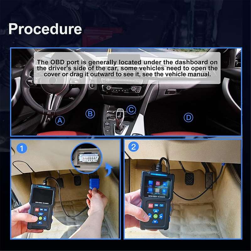 T200 OBD2 Scanner Vehicle Code Reader Scanner Diagnostic Tools Read and Display Data for Universal C