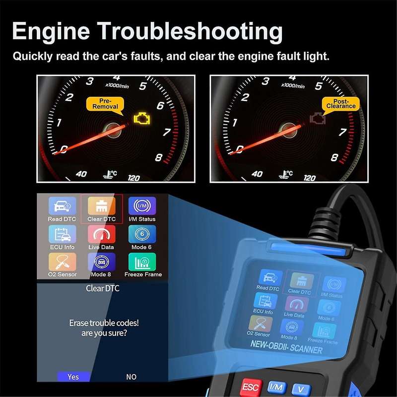 T200 OBD2 Scanner Vehicle Code Reader Scanner Diagnostic Tools Read and Display Data for Universal C