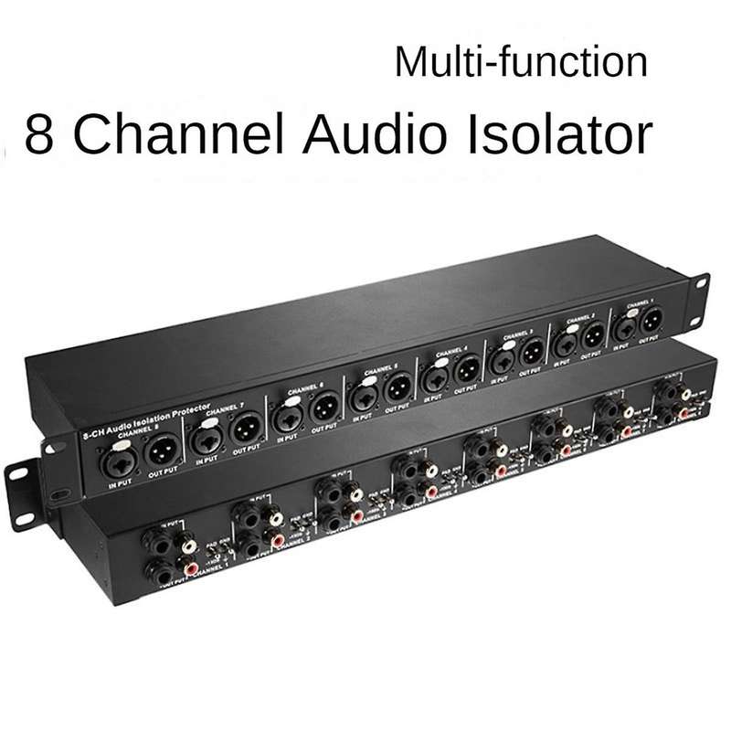 T8 Multi-Function 8-Channel Audio Isolator 1U Rack Mounted XLR 6.35mm Audio Isolator Eliminates Curr