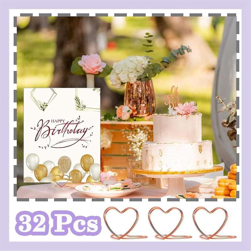 Table Number Holders 32Pcs, Place Card Holder Heart Shape Playing Cards Holders Mini Photo Holder Ta