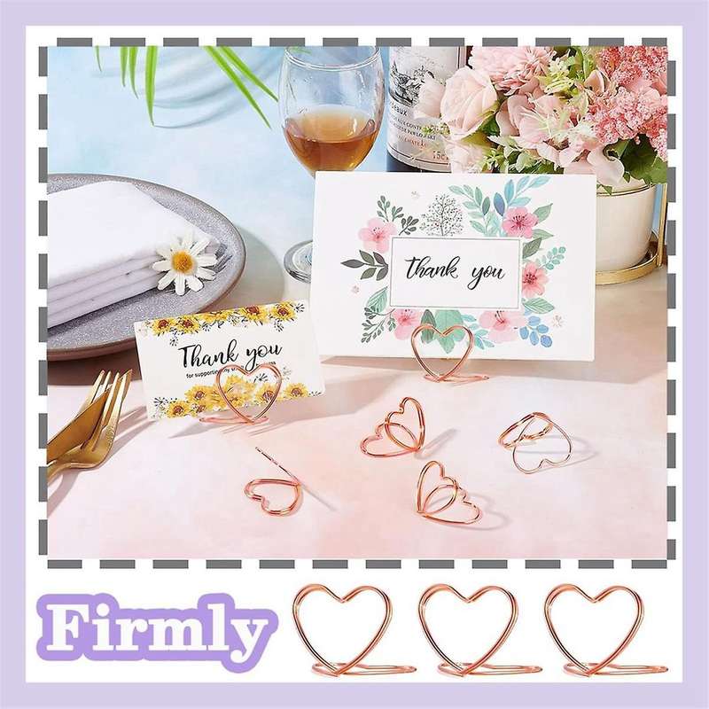 Table Number Holders 32Pcs, Place Card Holder Heart Shape Playing Cards Holders Mini Photo Holder Ta