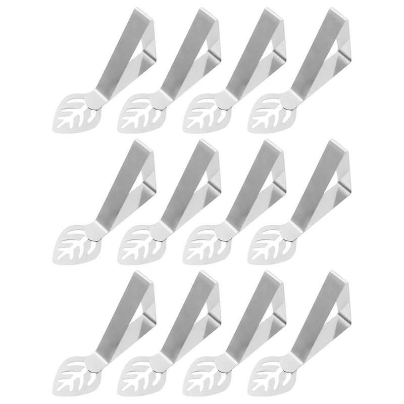 Table Cloth Holder Clips 12 Pack, Leaf Shape Picnic Tablecloth Clip Outdoor Heavy Duty Stainless Ste