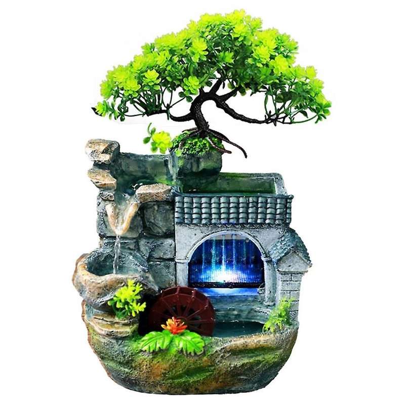 Tabletop Fountain Rockery Waterfall Fountain Desktop Mini Rockery Crafts Gift Atomizing Humidifier F