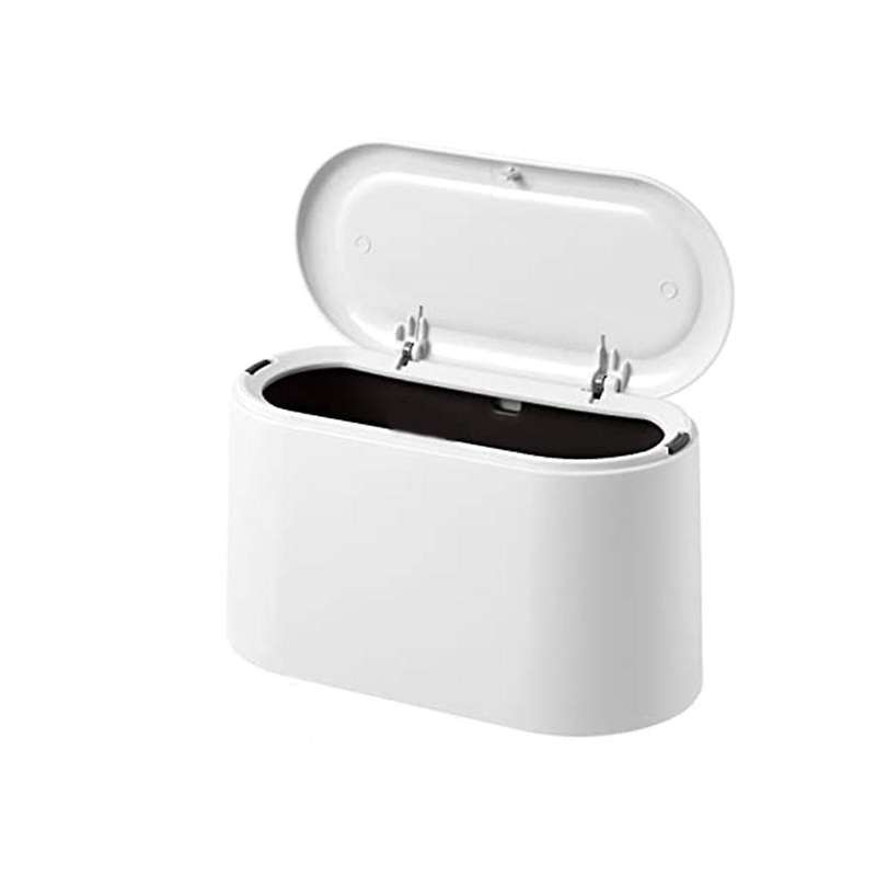 Tabletop Trash Can with Pop-up Lid, Mini Trash Can, Compact Design Mini Cosmetic Bucket, Plastic Ta