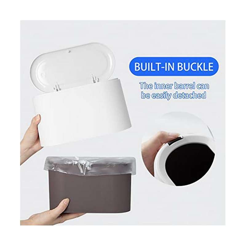 Tabletop Trash Can with Pop-up Lid, Mini Trash Can, Compact Design Mini Cosmetic Bucket, Plastic Ta