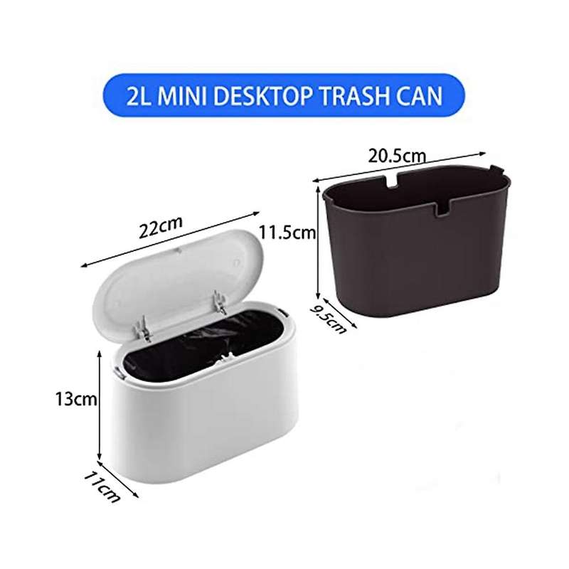 Tabletop Trash Can with Pop-up Lid, Mini Trash Can, Compact Design Mini Cosmetic Bucket, Plastic Ta