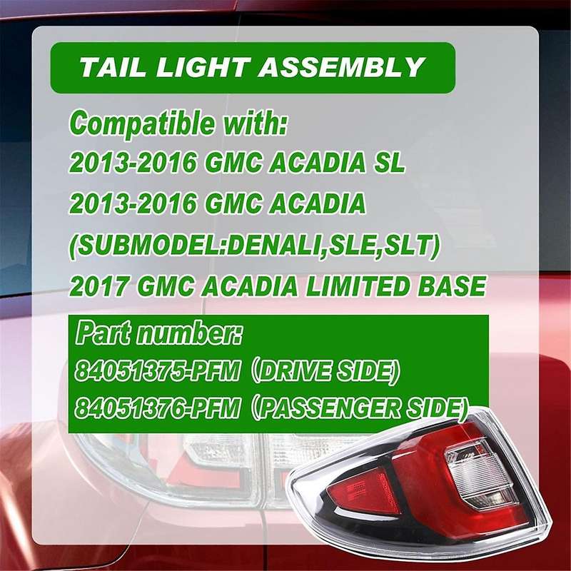 Tail Light for Acadia 2013-2016 Acadia Limited 2017 Rear LED Tail Light Assembly Side Tail Light 840