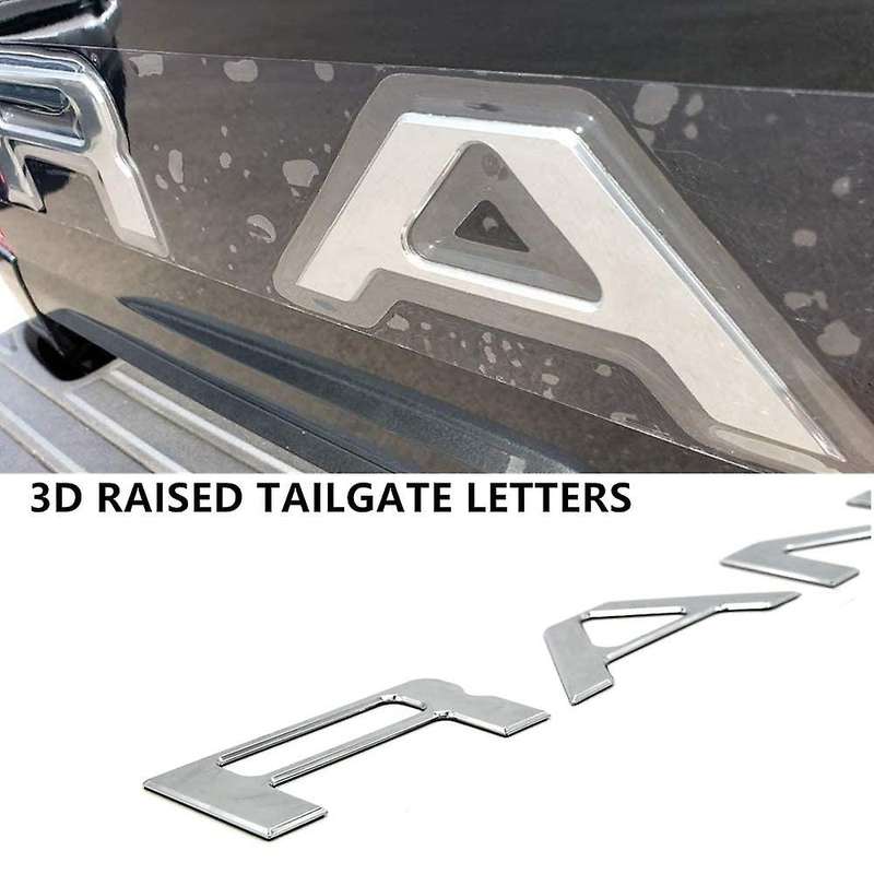 Tailgate Insert Letters for 2019 2020, 3D Raised & Decals Letters, Tailgate Emblems (Silver)
