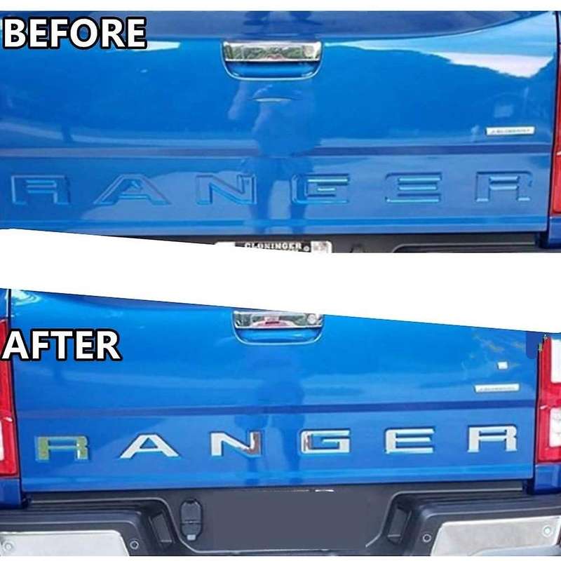 Tailgate Insert Letters for 2019 2020, 3D Raised & Decals Letters, Tailgate Emblems (Silver)