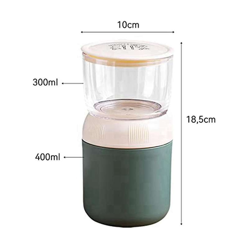 Take- Oatmeal Cup 400ml+300ml with Spoon Oatmeal Two-in-one Practical Yogurt Cup Oatmeal Insulated