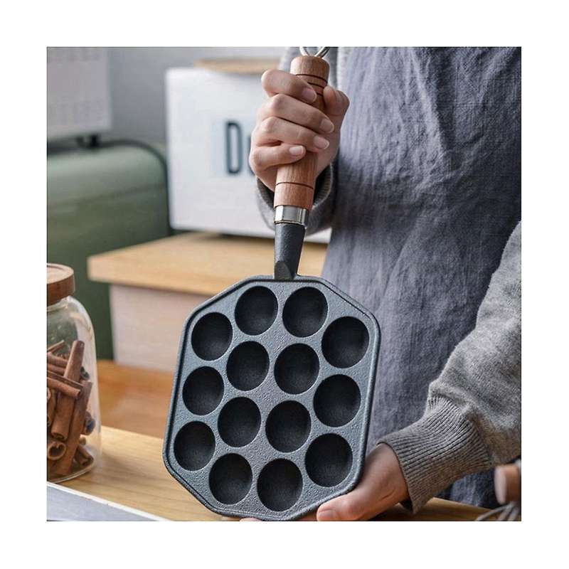 Takoyaki Baking Pan 14 Cavities Multi-functional Barbecue Plate Non-stick Handheld Cooking Tools Re