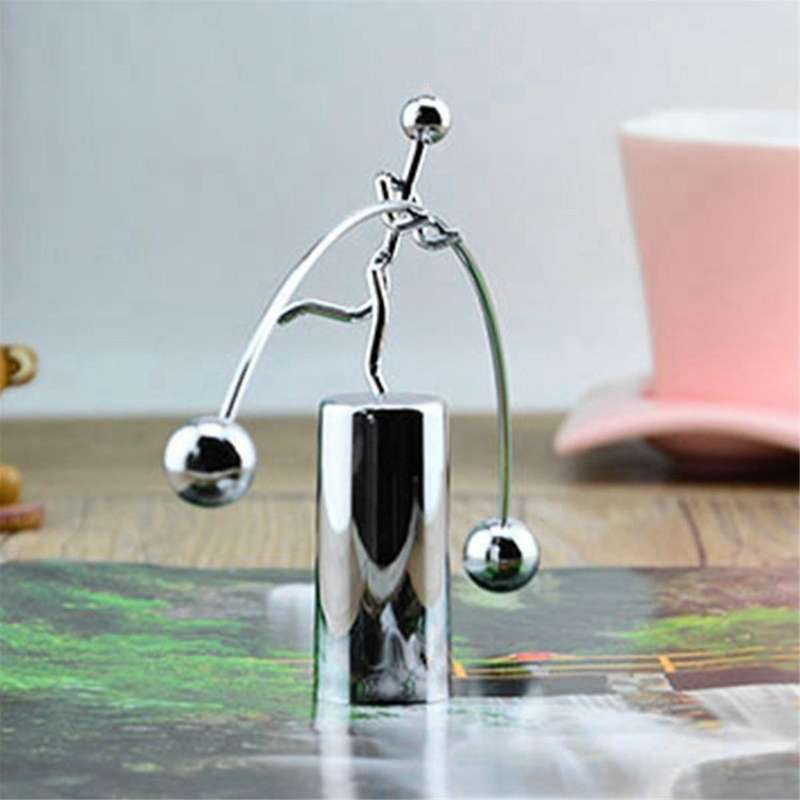 Tall One-Legged Little Iron People Balance Ornament, Desktop Iron Decoration