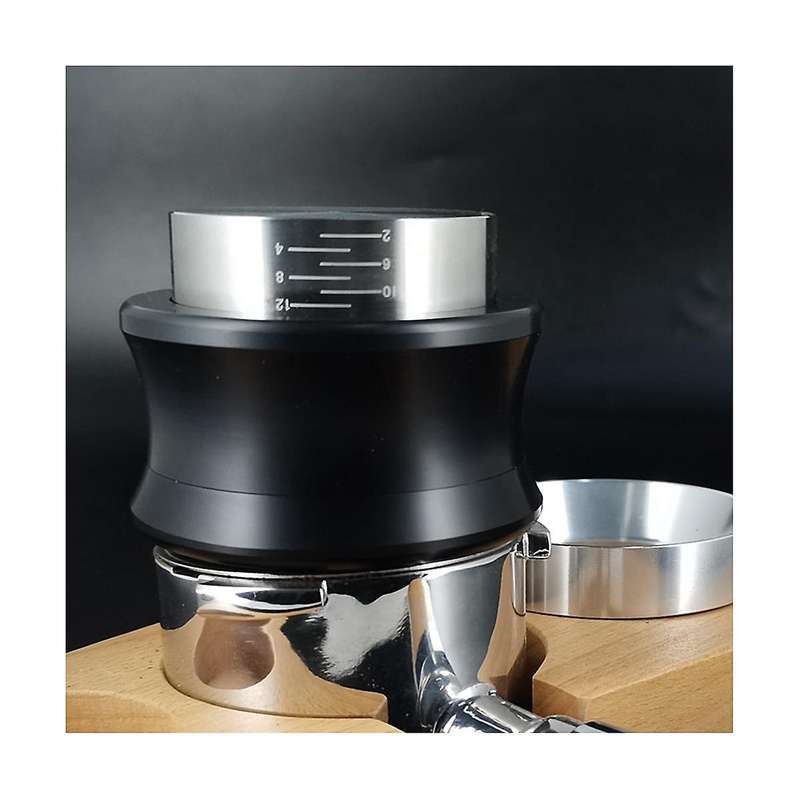 Tamper 51mm, Dual 2 In 1 Leveler Distributor Adjustable Flat Spring Tampers with Scale Coffee Tool