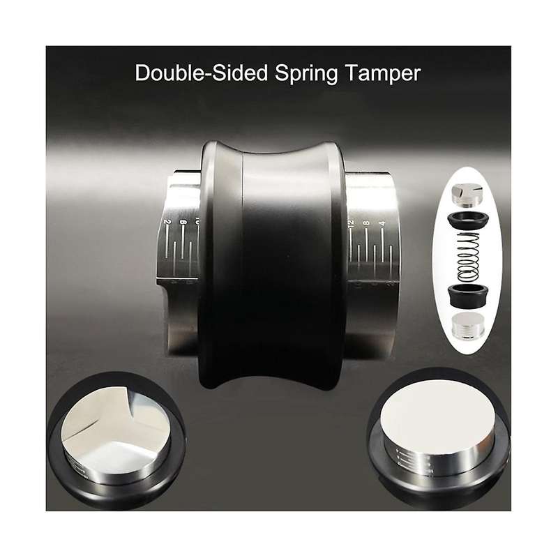 Tamper 51mm, Dual 2 In 1 Leveler Distributor Adjustable Flat Spring Tampers with Scale Coffee Tool