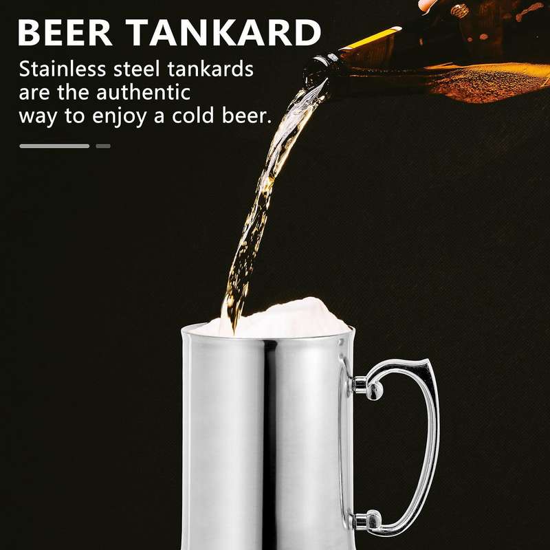Tankard Stein Double Wall Stainless Steel Beer Mug Breakfast Milk Mugs with Handgrip Coffee Cup 560
