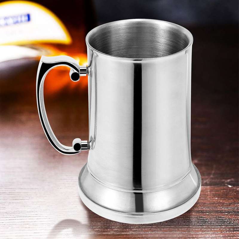 Tankard Stein Double Wall Stainless Steel Beer Mug Breakfast Milk Mugs with Handgrip Coffee Cup 560