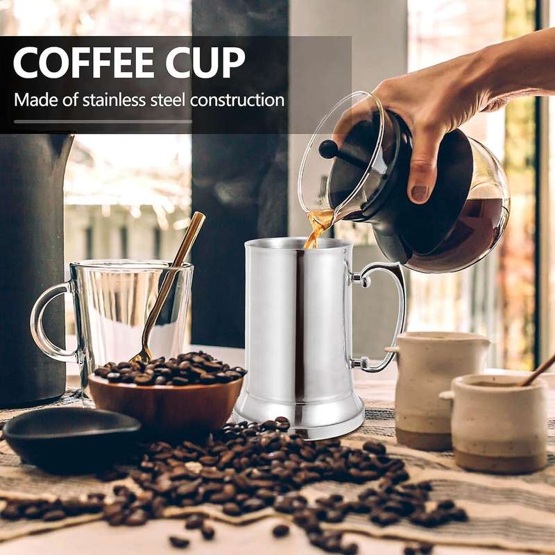 Tankard Stein Double Wall Stainless Steel Beer Mug Breakfast Milk Mugs with Handgrip Coffee Cup 560