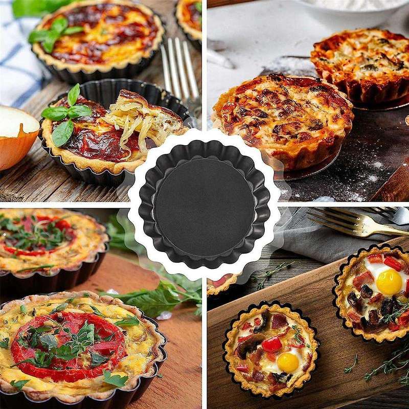 Tart Pan, 4 Inch Tart Pans, Non-stick Removable Loose Bottom Carbon Steel 4in Tart Pan, Easy to Oper