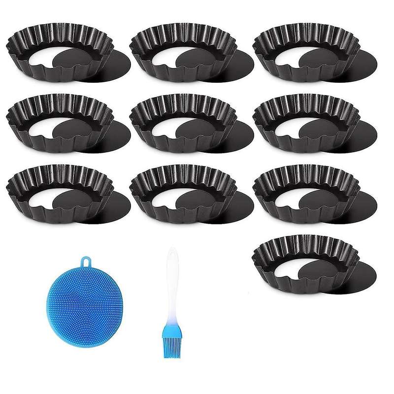 Tart Pan, 4 Inch Tart Pans, Non-stick Removable Loose Bottom Carbon Steel 4in Tart Pan, Easy to Oper