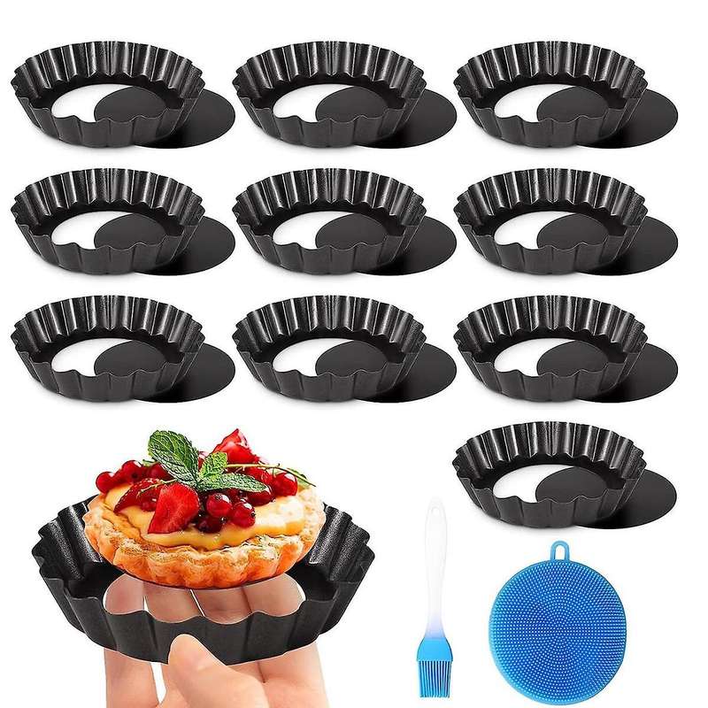 Tart Pan, 4 Inch Tart Pans, Non-stick Removable Loose Bottom Carbon Steel 4in Tart Pan, Easy to Oper