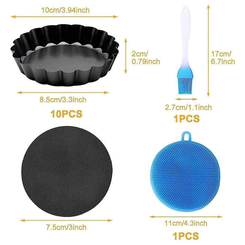 Tart Pan, 4 Inch Tart Pans, Non-stick Removable Loose Bottom Carbon Steel 4in Tart Pan, Easy to Oper