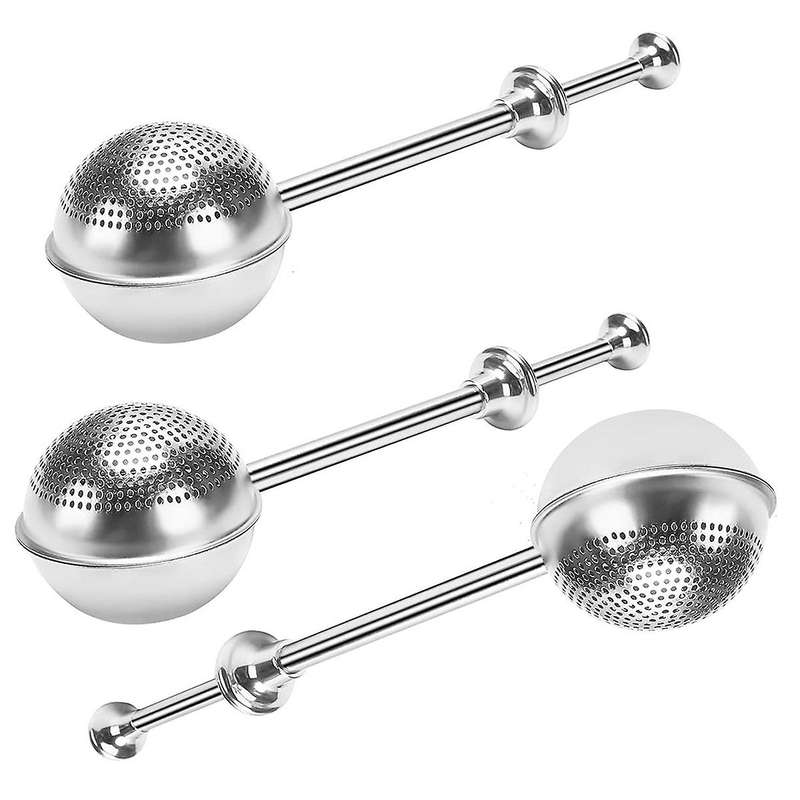 Tea Infuser Ball Shaped Stainless Steel Tea Ball Ball-Shape Push Style Tea Infuser Strainer,Pack of