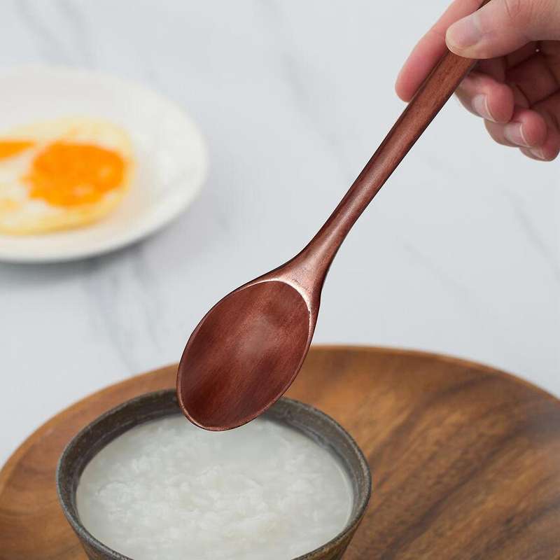Teak Wooden Spoons and Chopsticks Set, Non-stick Spoons Soup-teaspoon for Kitchen Cooking Utensil T