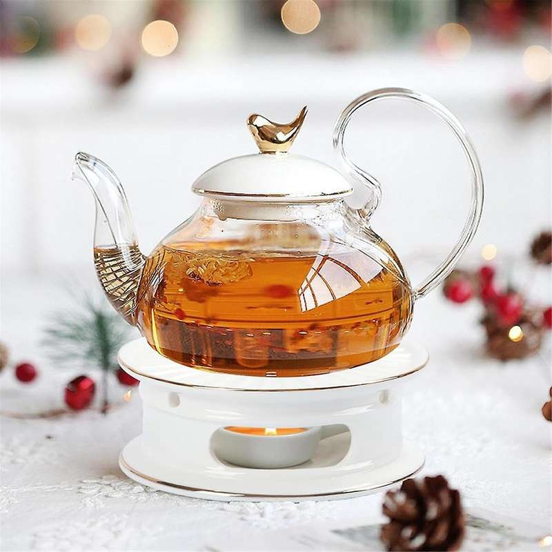 Teapot Warmer, Ceramic Tea Warmer with Tealight Holder, Teapot Heater for Heating Coffee, Milk, Tea