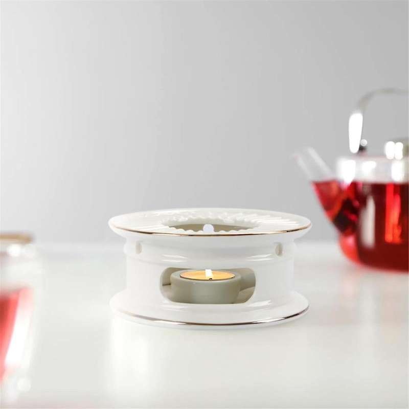Teapot Warmer, Ceramic Tea Warmer with Tealight Holder, Teapot Heater for Heating Coffee, Milk, Tea