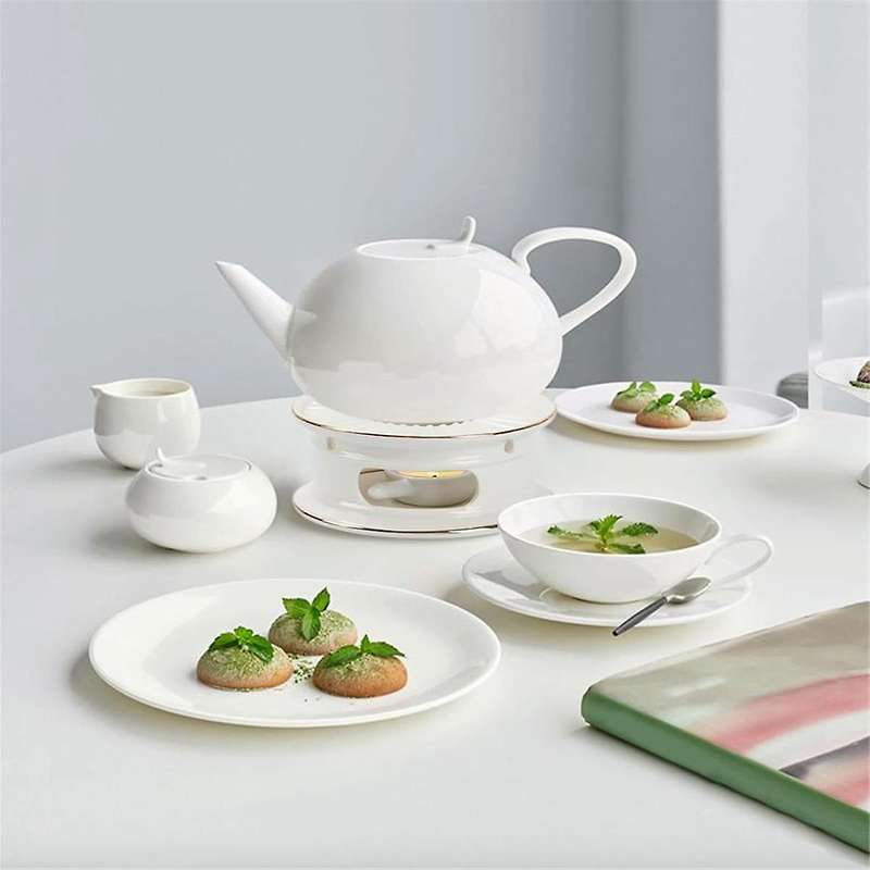 Teapot Warmer, Ceramic Tea Warmer with Tealight Holder, Teapot Heater for Heating Coffee, Milk, Tea
