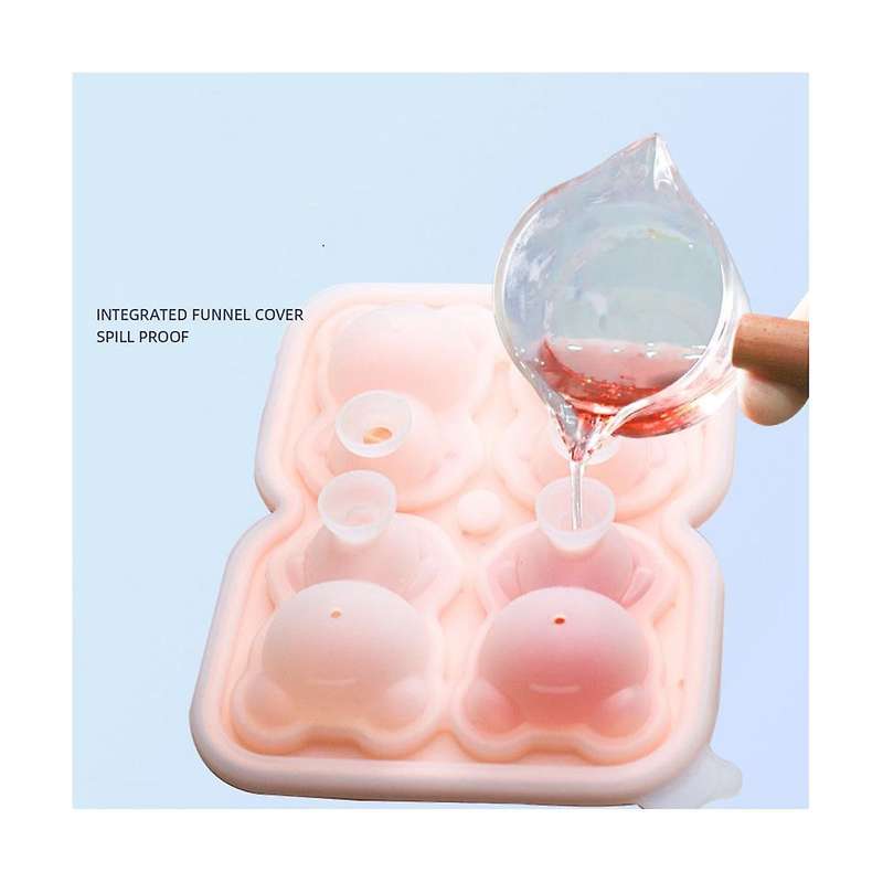 Teddy Bear Shaped Ice Cube Mold Silicone for Whiskey Big Ice Tray with Lid 2023 Kitchen Home Cool S