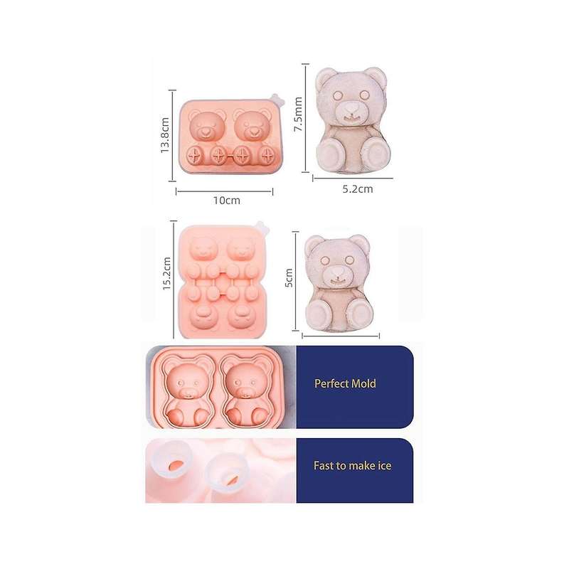 Teddy Bear Shaped Ice Cube Mold Silicone for Whiskey Big Ice Tray with Lid 2023 Kitchen Home Cool S