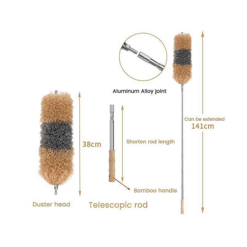 Telescopic Duster - Effective Dust Catcher with Special Microfiber - Bamboo Handle - Made From Moso