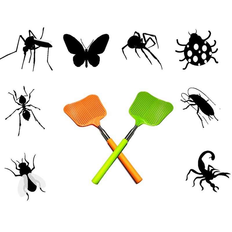 Telescopic Fly Swatters Durable Heavy Duty Flyswatter with Stainless Mosquito Repellent Tool Home Ac