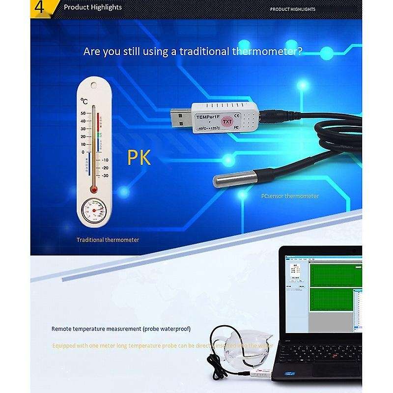 TEMPer2 USB Thermometer, Temperature Recorder That Can Measure Temperature from Distance
