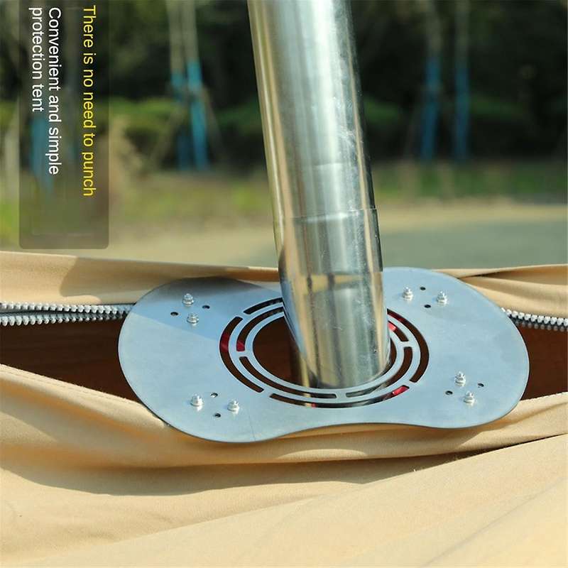 Tent Stove Jack Camping Firewood Stove Pipe Insulation Flame Protection Plate Stove Jack with Chimne