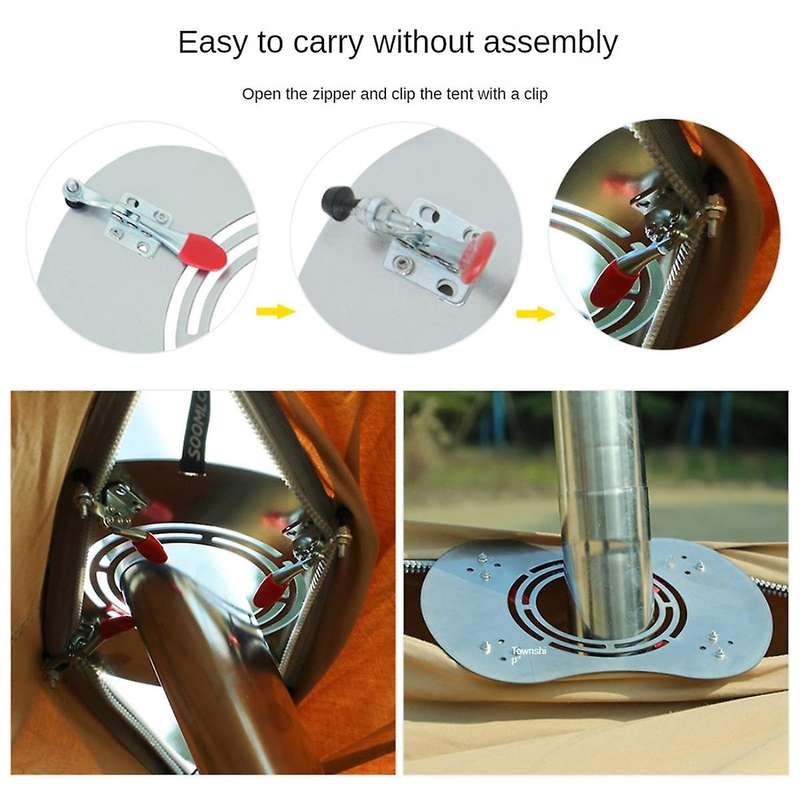 Tent Stove Jack Camping Firewood Stove Pipe Insulation Flame Protection Plate Stove Jack with Chimne