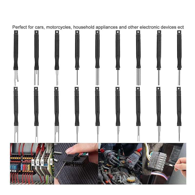 Terminal Removal Tool Kit, 18PC Pin Extractor Tool Set Depinning Tool, Auto Electrical Wire Connecto