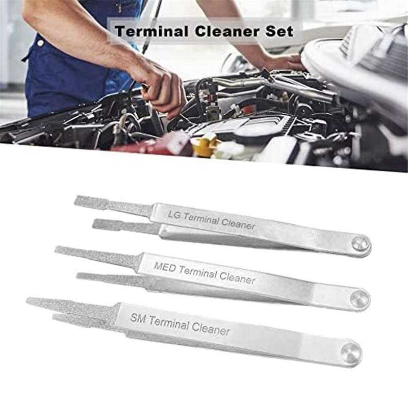 Terminal Cleaning Tool, Car Battery Terminal Cleaner Kit for Small Electrical Spade Pin Connectors,3