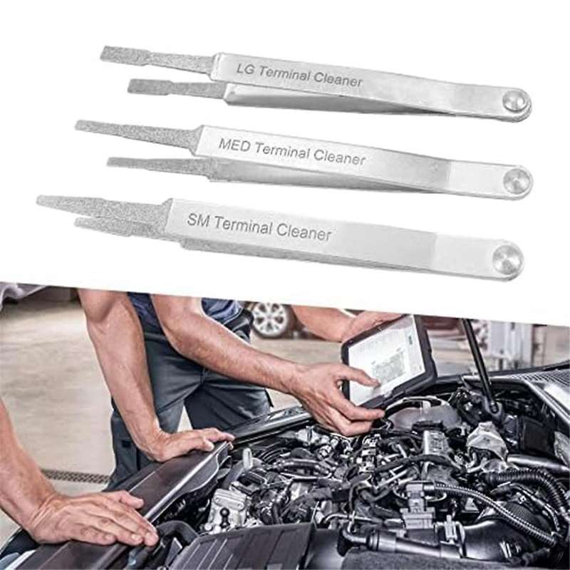 Terminal Cleaning Tool, Car Battery Terminal Cleaner Kit for Small Electrical Spade Pin Connectors,3