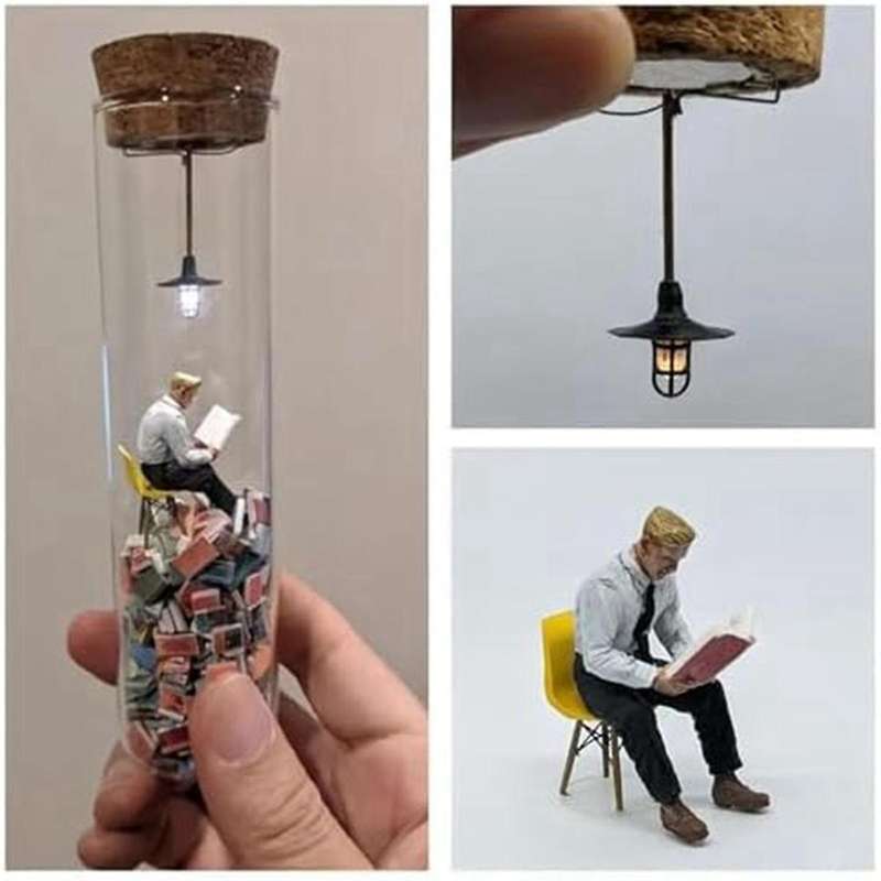 Test Tube Perspective Drawing,Abstract Art Figurine Glass Sculptures with Night Light,Home Decorativ