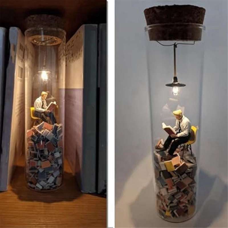 Test Tube Perspective Drawing,Abstract Art Figurine Glass Sculptures with Night Light,Home Decorativ
