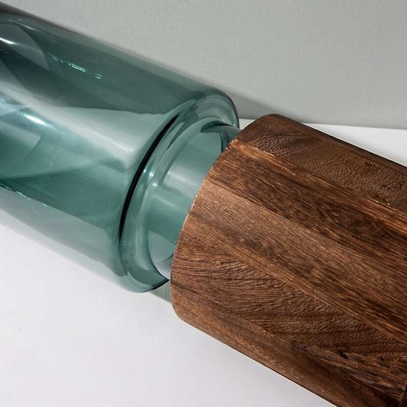 Terrarium Vase on Wood Base Stand, Glass Cylinder Vase Tall for Flower, Decorative Vases for Home De